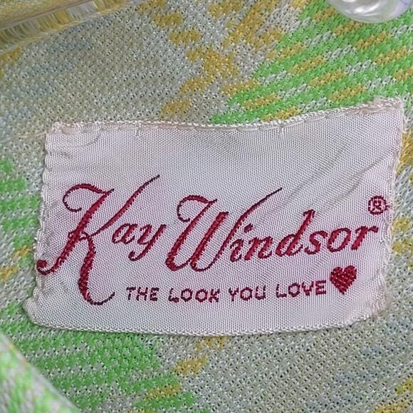 Kay Windsor Vintage 60s Green Plaid Wiggle Sheath‎ Dress Retro Mod Bold Style - Picture 4 of 12